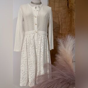 Maje Cream Long Sleeve Buttoned Dress